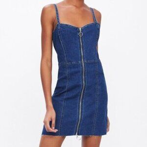 Zara Denim Mini Dress with Front Zipper